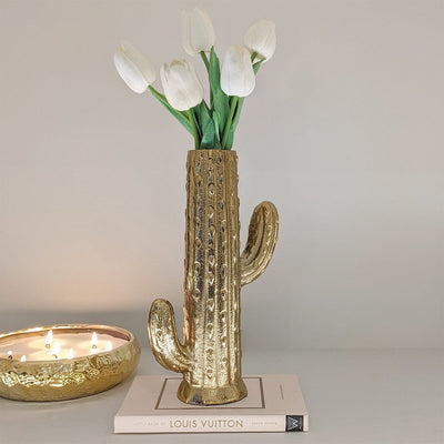 Gold Cactus Decorative Vase Accessories 
