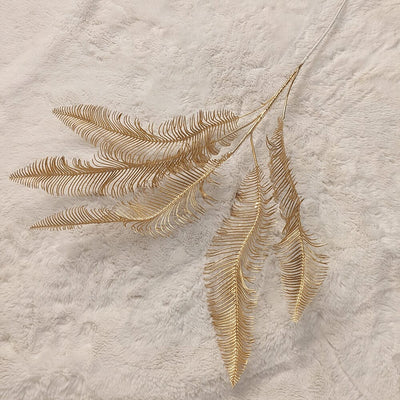 Gold Faux Fern Leaf Single Stem Floral Accessories 