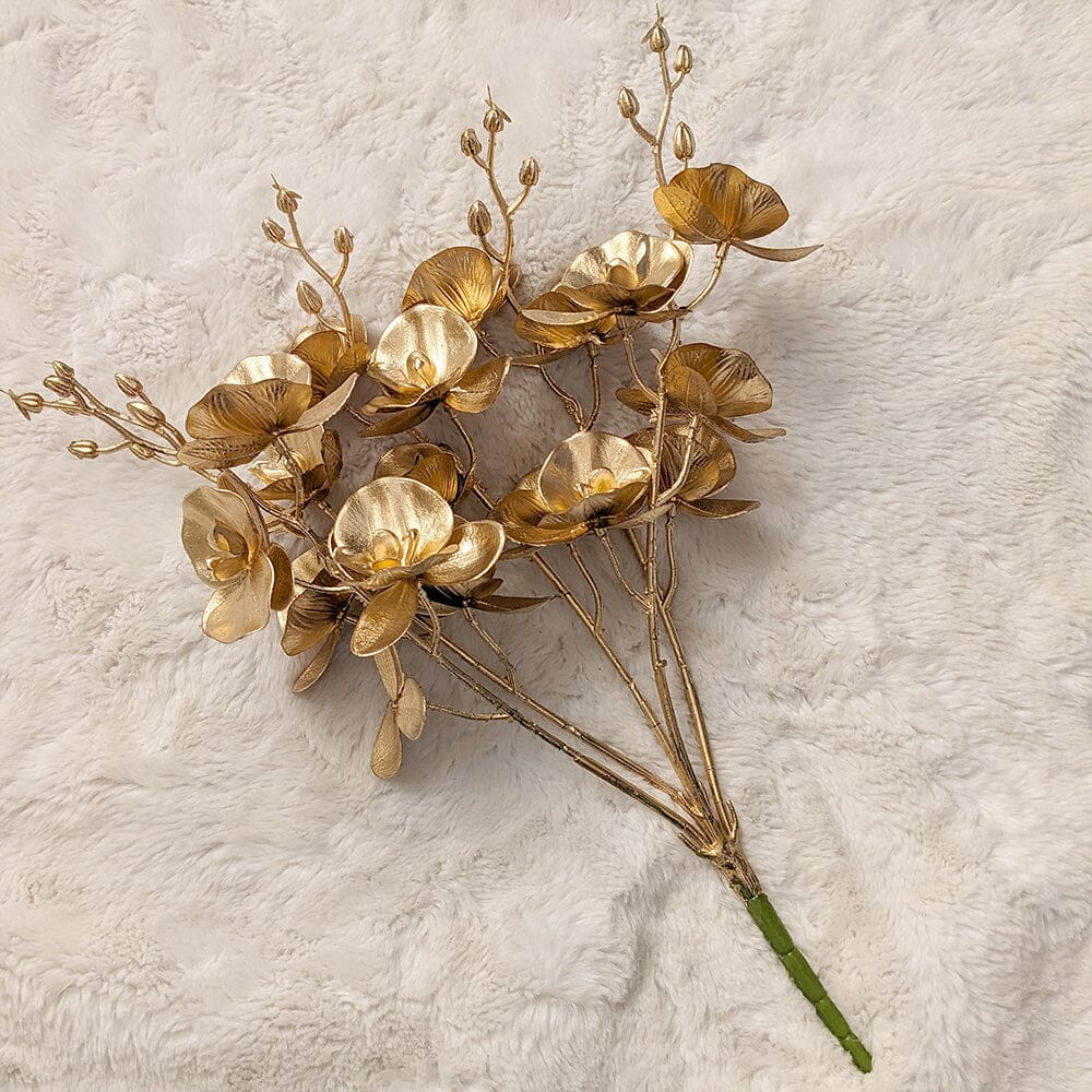 Gold Faux Orchid Single Stem Floral Accessories 