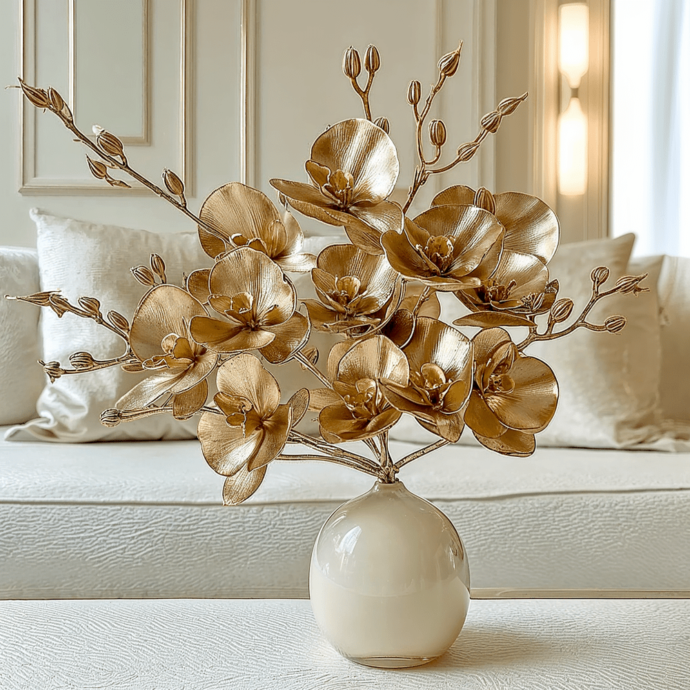 Gold Faux Orchid Single Stem Floral Accessories 