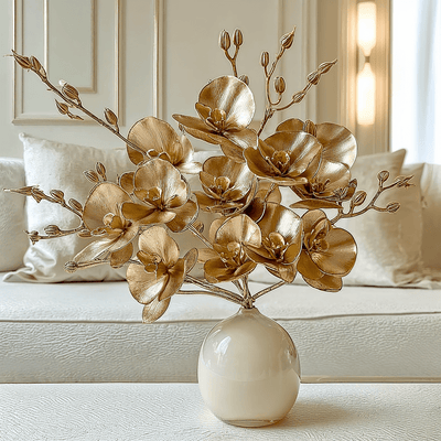 Gold Faux Orchid Single Stem Floral Accessories 