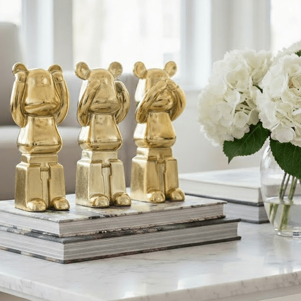 Gold Standing Bear Decorative Ornaments - Set of 3 Accessories 