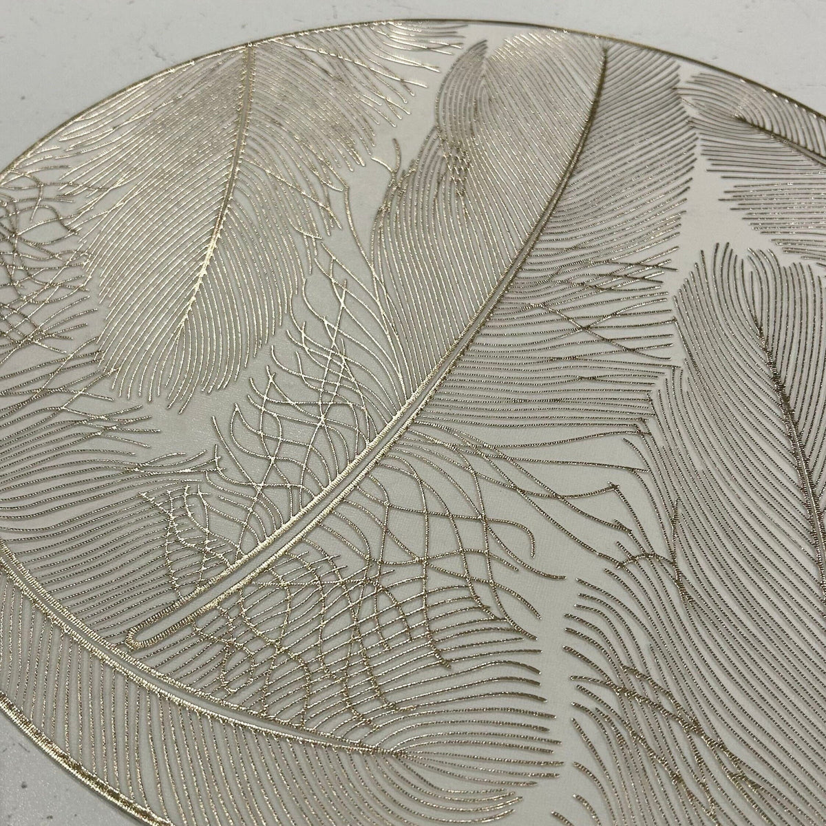 Grace Gold Feather Patterned Placemat Accessories 