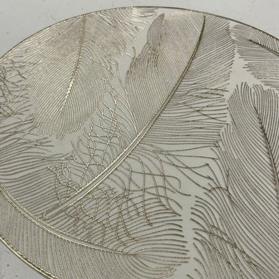 Grace Gold Feather Patterned Placemat Accessories 