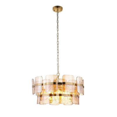 Hailsey Large Amber Glass & Gold 2 Tier Pendant Ceiling Light Lighting 