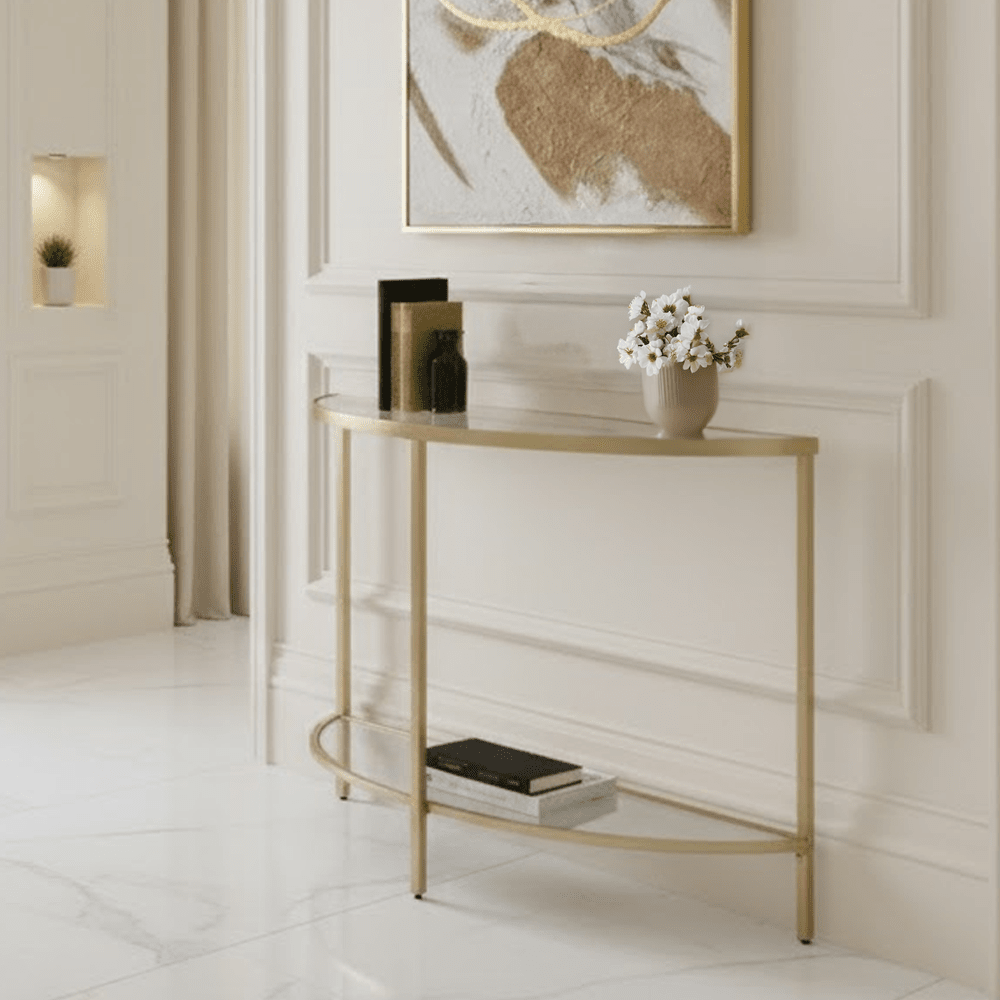Hamilton Champagne Metal Console Table Furniture 