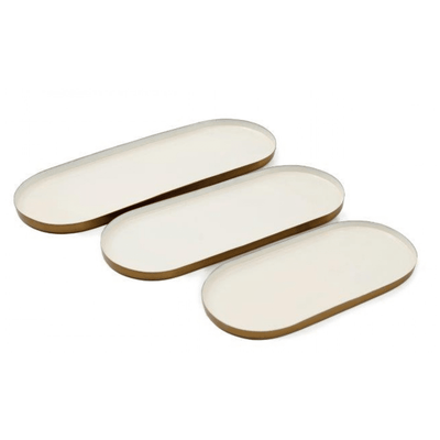 Happia Cream & Gold Oval Decorative Trays- Set of 3 Accessories 