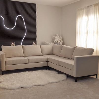 Harmony Cream Velvet Sofa Range With Black Wooden Plinth MTO Sofa 