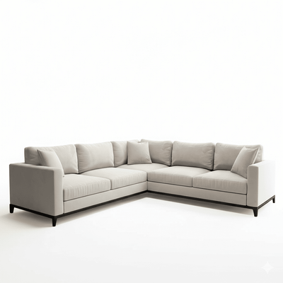 Harmony Cream Velvet Sofa Range With Black Wooden Plinth Sofa 