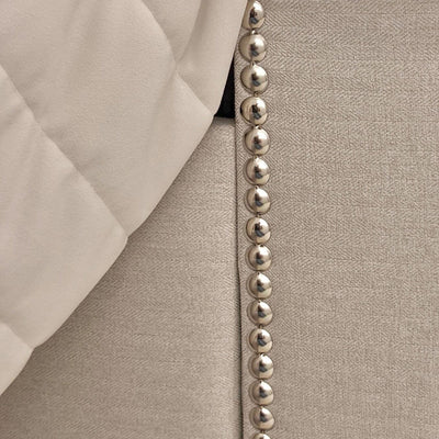 Harper Classic Luxury Grey Tweed Buttoned Silver Stud Wing Chunky Ottoman Storage Bed Beds and Headboards 