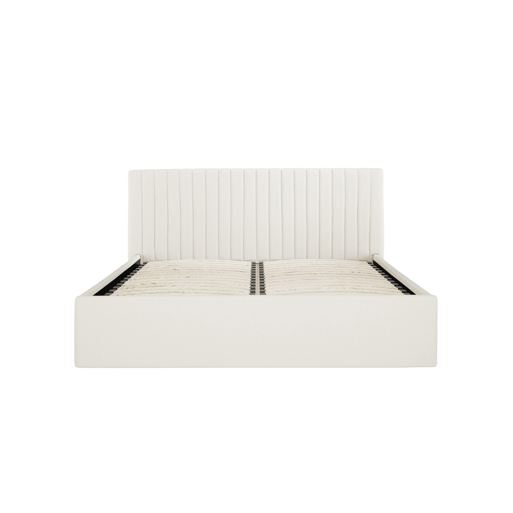 Harriet Ecru Velvet Channelled Ottoman Bed Beds and Headboards 