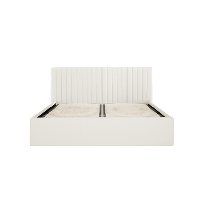 Harriet Ecru Velvet Channelled Ottoman Bed Beds and Headboards 