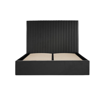 Harriet Tall Black Velvet Channelled Ottoman Bed Beds and Headboards 