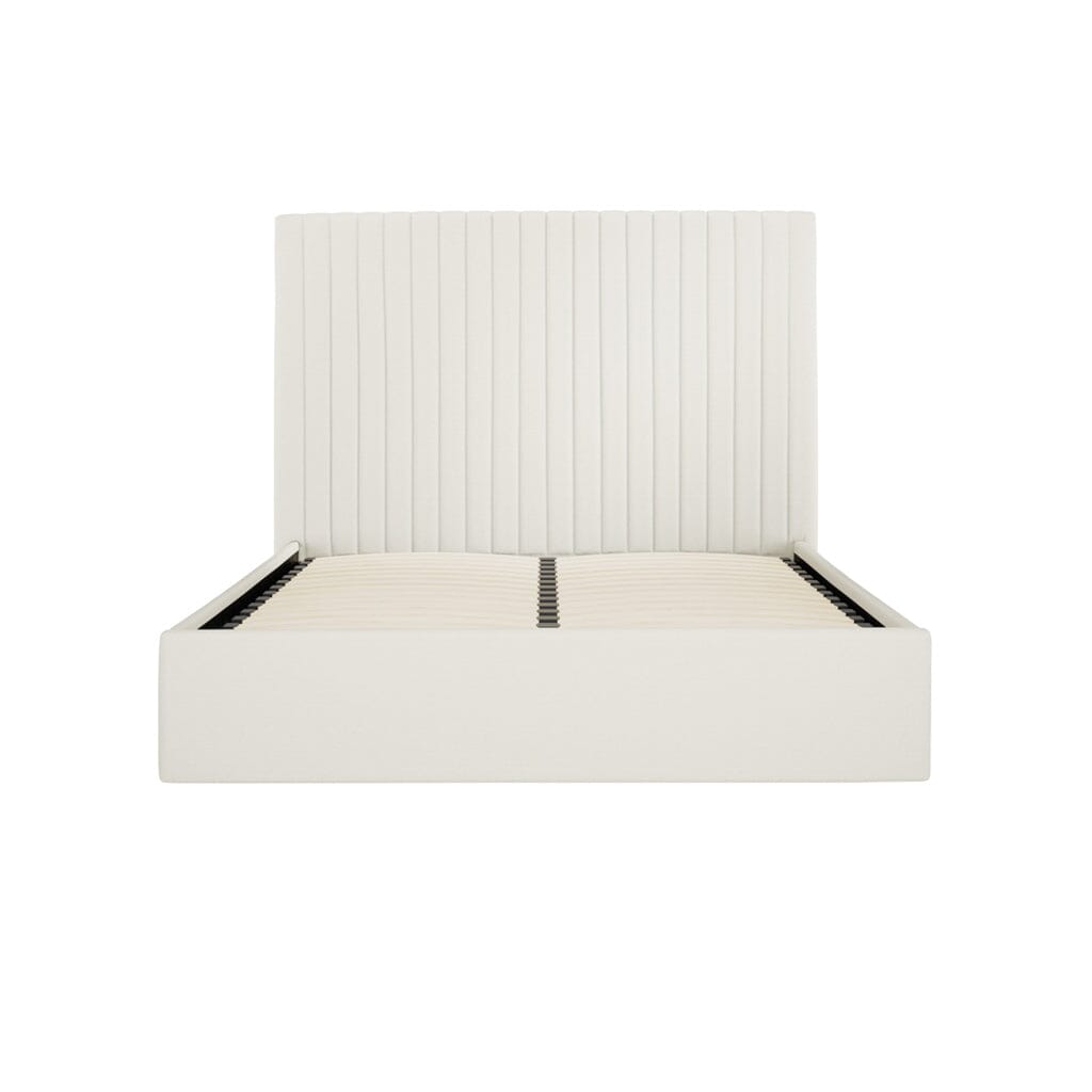 Harriet Tall Ecru Velvet Channelled Ottoman Bed Beds and Headboards 