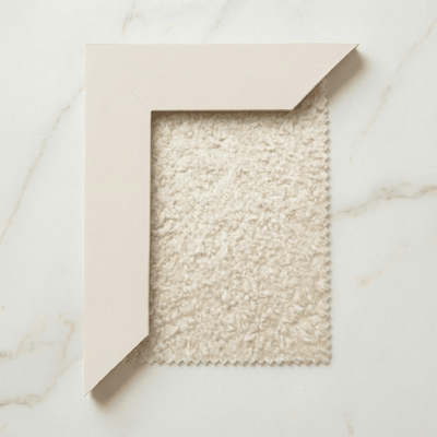 Harrington Cream Soft Teddy Channelled Headboard with Off White Frame Beds and Headboards 