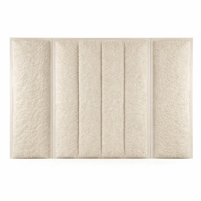 Harrington Cream Soft Teddy Channelled Headboard with Off White Frame & Wings Beds and Headboards 