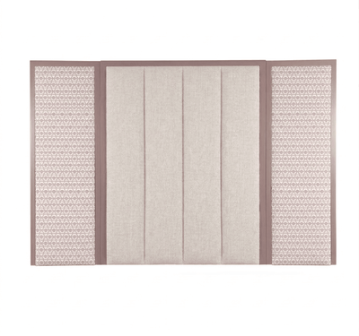 Harrington Natural Woven Channelled Headboard with Mauve Frame & Pink Geometric Accent Wings 