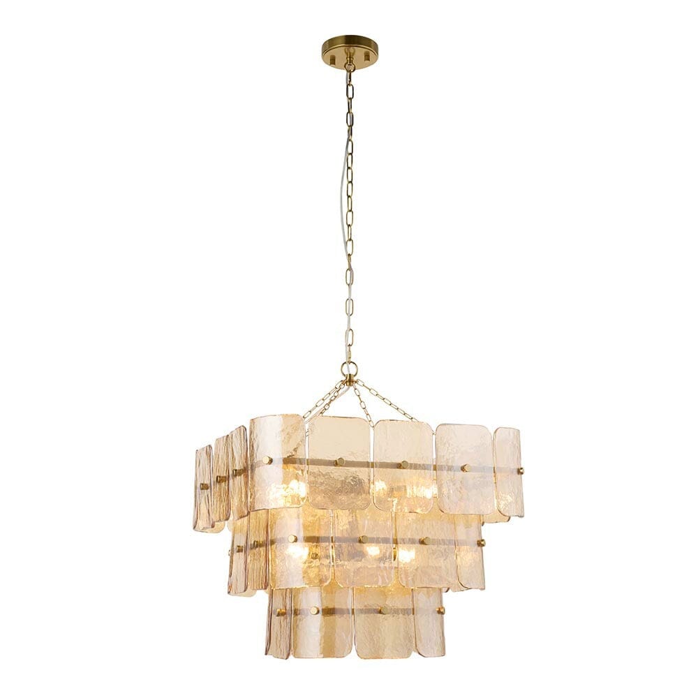 Hattie Champagne Tinted Glass 3 Tier Chandelier Lighting 