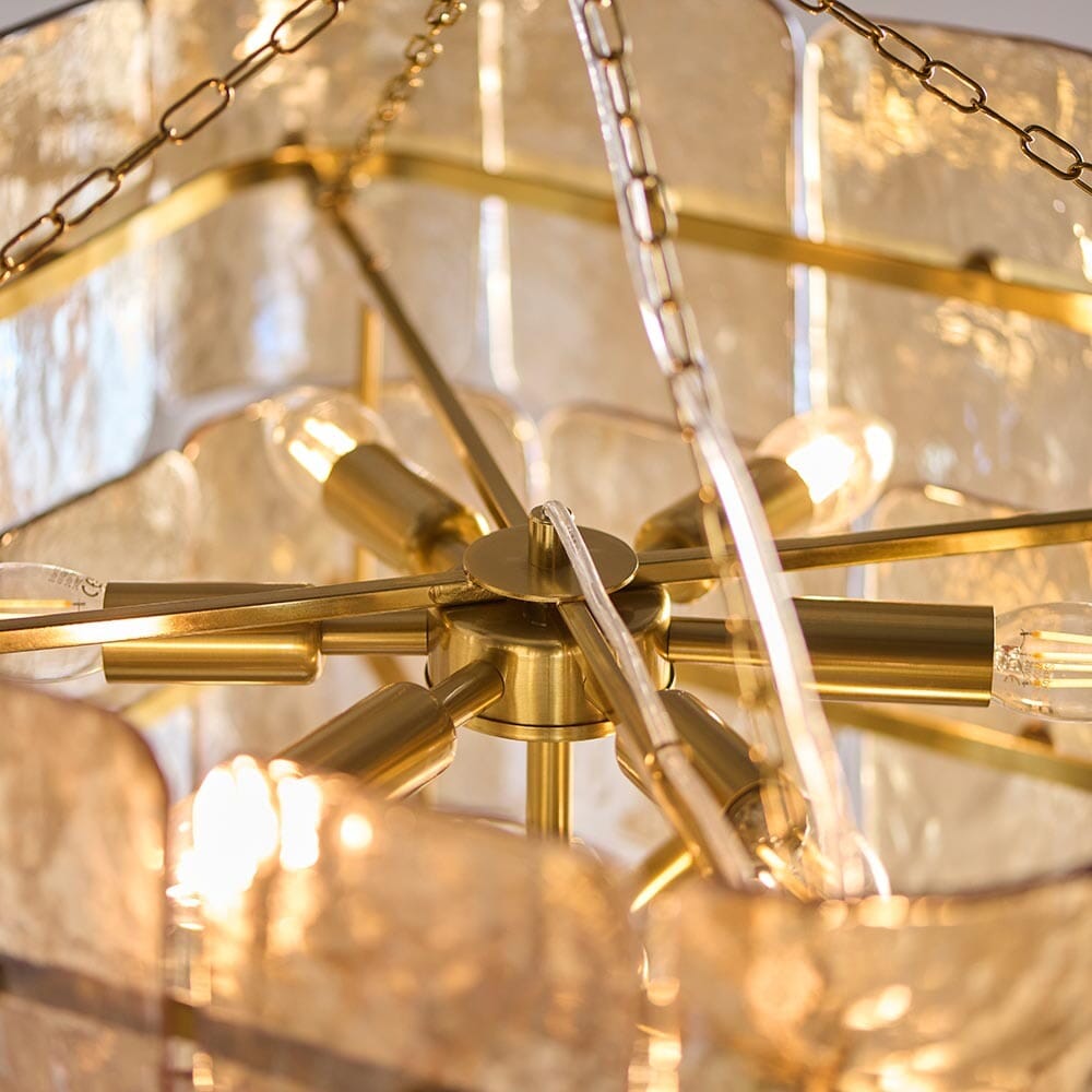 Hattie Champagne Tinted Glass 3 Tier Chandelier Lighting 