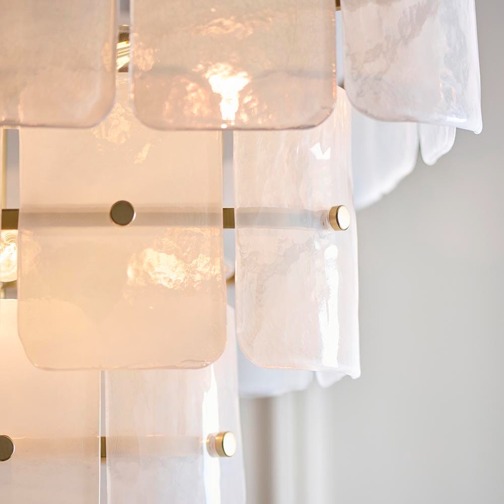 Hattie White Tinted Glass 3 Tier Chandelier Lighting 