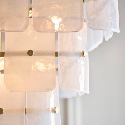 Hattie White Tinted Glass 3 Tier Chandelier Lighting 