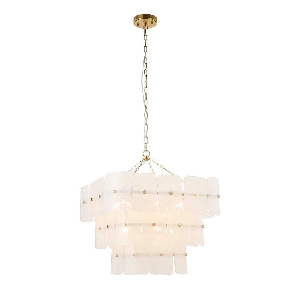 Hattie White Tinted Glass 3 Tier Chandelier Lighting 