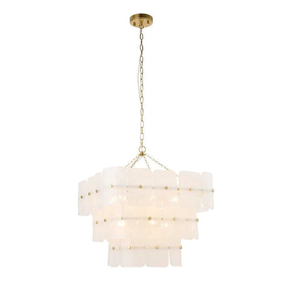 Hattie White Tinted Glass 3 Tier Chandelier Lighting 