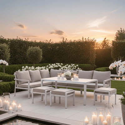 Hawaii Cream & Taupe 5 Piece Outdoor Corner Dining Set Outdoor 