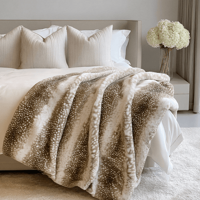 Hazel Cream & Brown Two-Toned Faux Fur Throw Textiles 