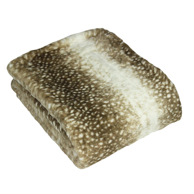 Hazel Cream & Brown Two-Toned Faux Fur Throw Textiles 