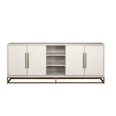 Helena Luxury Cream Oak Veneer 4 Door Sideboard with Brass Detailing Furniture 