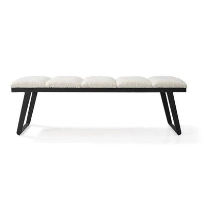 Henley Luxury Cream Boucle Channelled Bench with Black Legs Furniture 