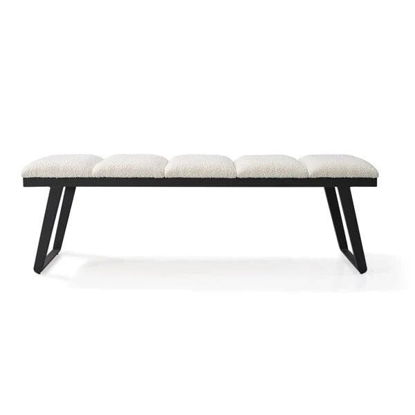 Henley Luxury Cream Boucle Channelled Bench with Black Legs Furniture 