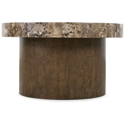 Henman Walnut Round Coffee Table with Dark Marble Top Furniture 