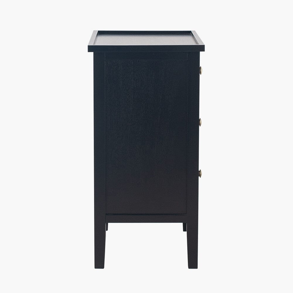 Henrik Black 3 Drawer Bedside Table with Gold Handles Furniture 