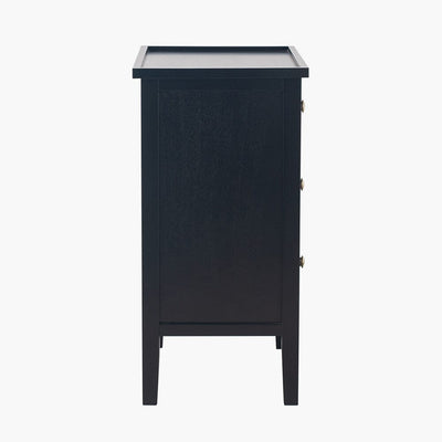 Henrik Black 3 Drawer Bedside Table with Gold Handles Furniture 
