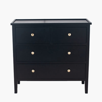 Henrik Black 4 Drawer Chest with Gold Handles Furniture 