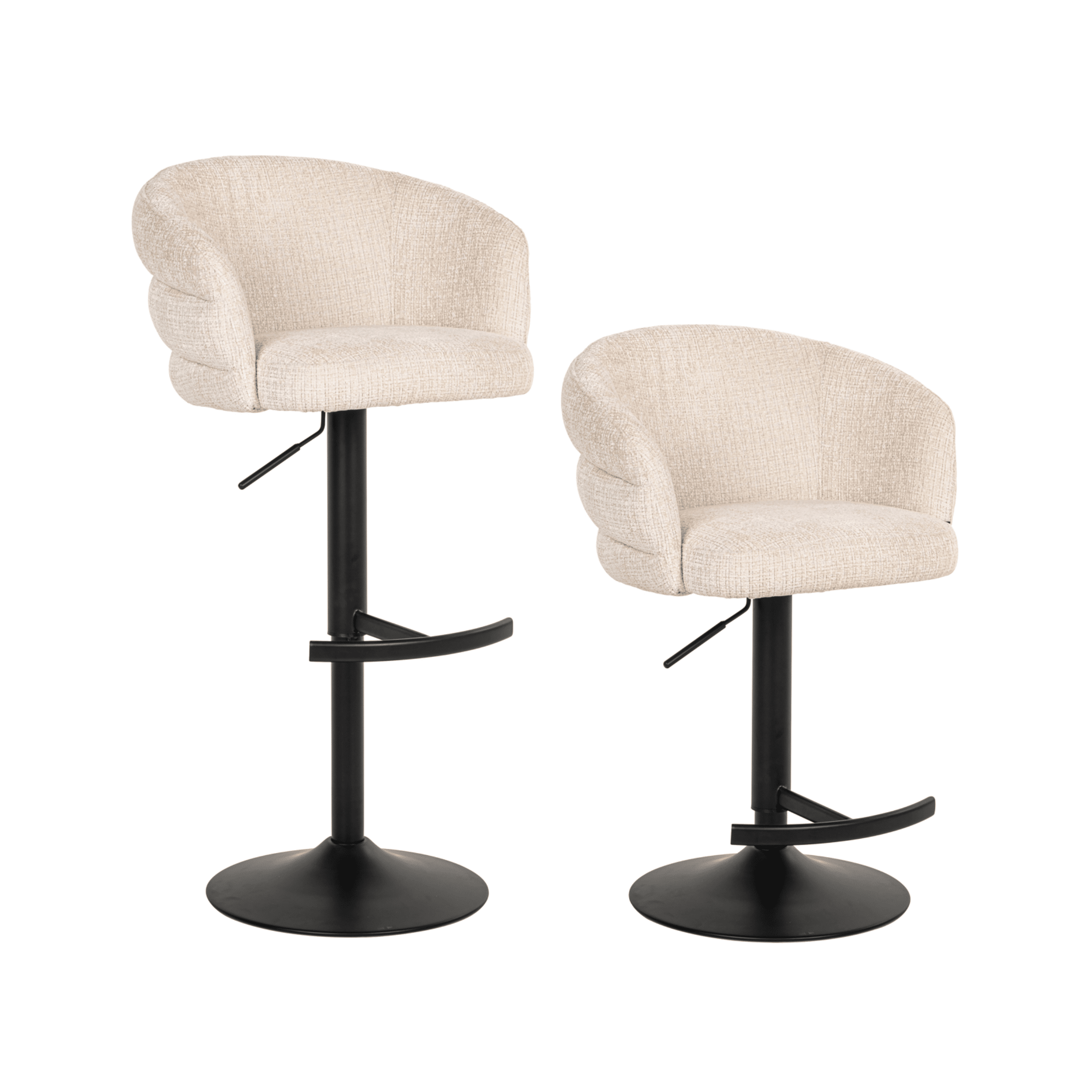 Hettie Cream Chenille Curved Back Bar Stool Furniture 