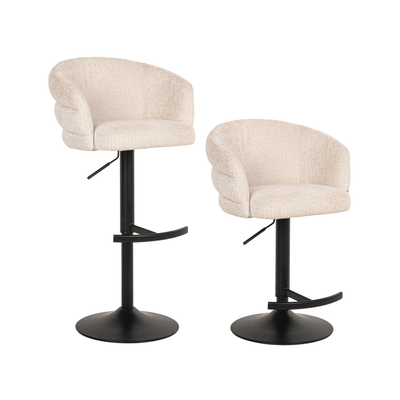 Hettie Cream Chenille Curved Back Bar Stool Furniture 