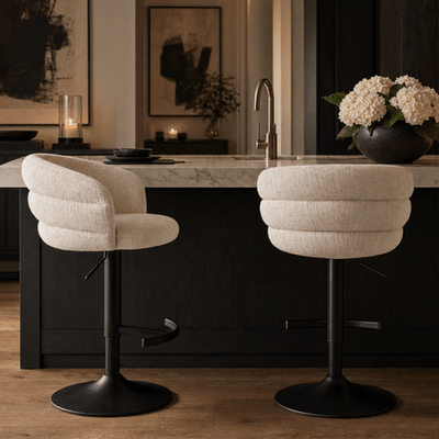 Hettie Cream Chenille Curved Back Bar Stool Furniture 