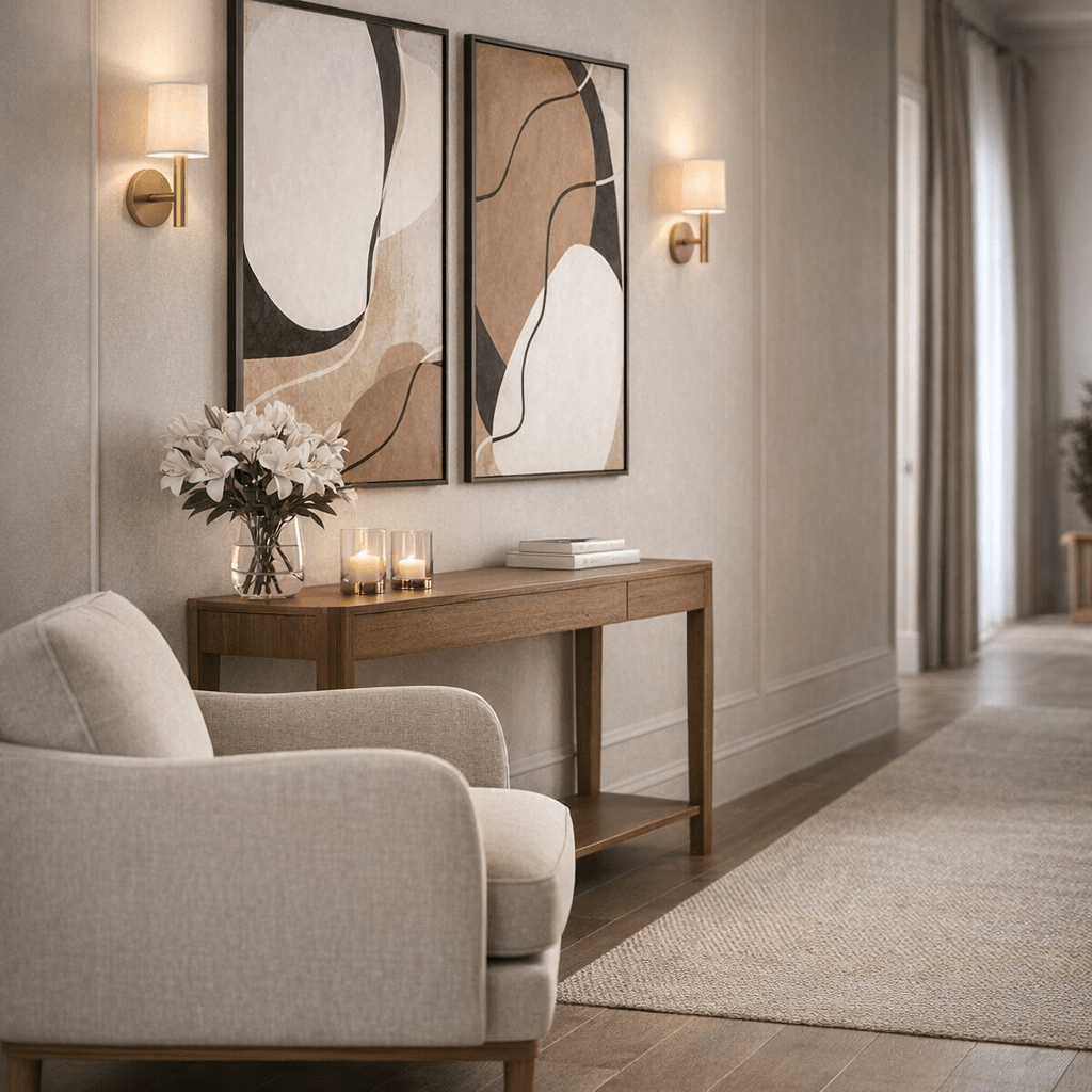 Highclere Neutral & Black Abstract Canvas Wall Art - Set of 2 Accessories 