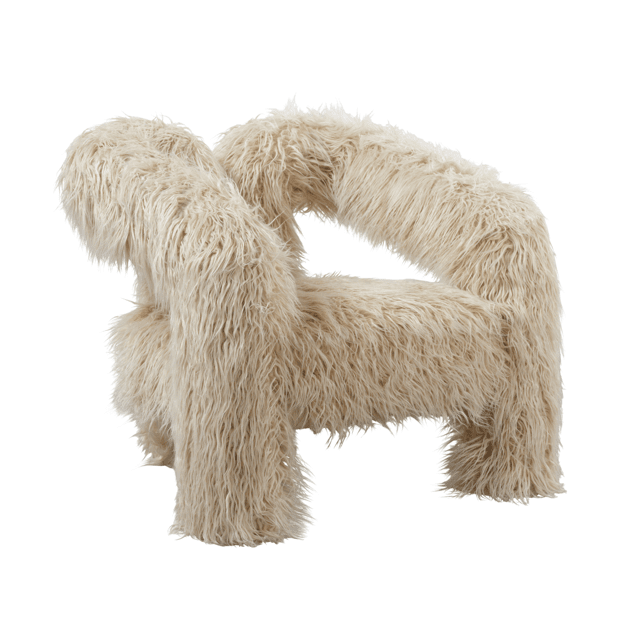 Himalaya Cream Faux Fur Statement Curved Accent Chair Furniture 