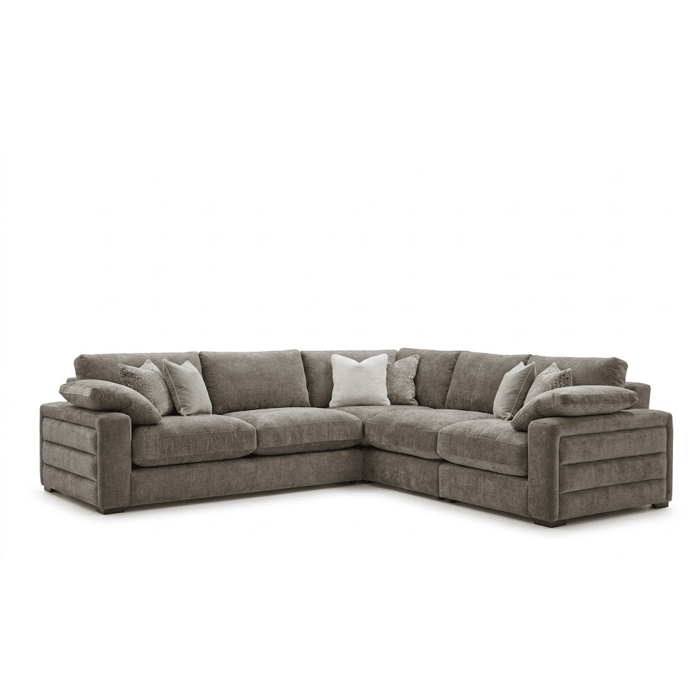 Hoxton Greige Chenille Extra Large Corner Sofa Sofa 