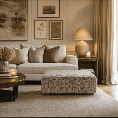 Hoxton Greige Patterned Footstool Sofa 