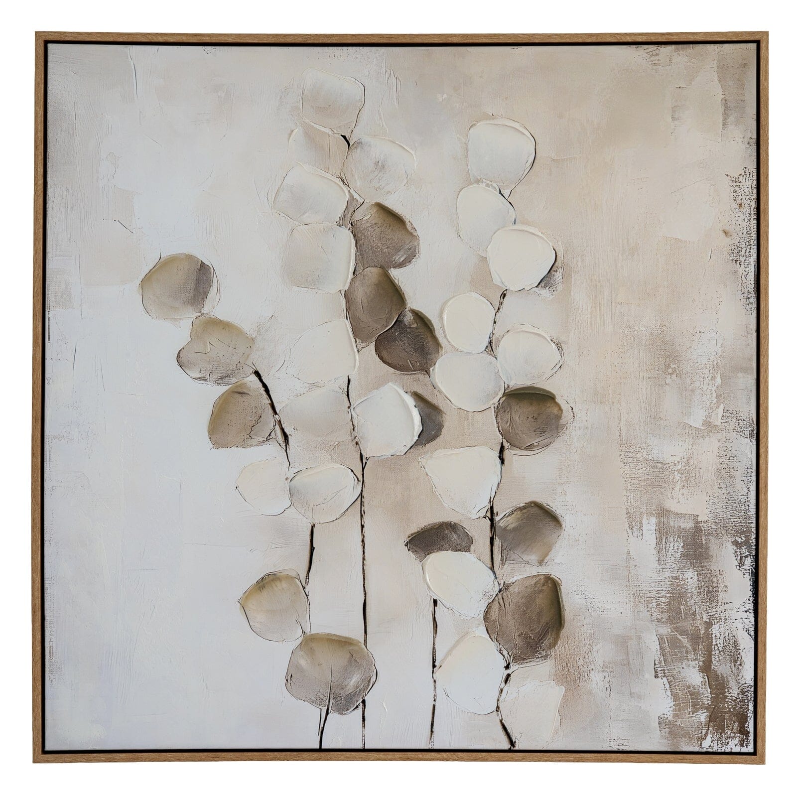 Ila Neutral Leaf Print Framed Canvas Wall Art Accessories 