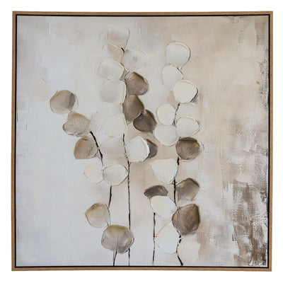 Ila Neutral Leaf Print Framed Canvas Wall Art Accessories 