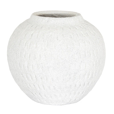 Immie White Stone Textured Round Vase Accessories 
