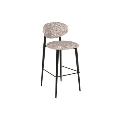 Imogen Taupe & Cream Geometric Patterned Bar Stool with Black Legs Furniture 