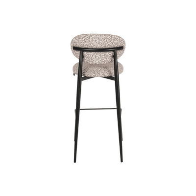 Imogen Taupe & Cream Geometric Patterned Bar Stool with Black Legs Furniture 