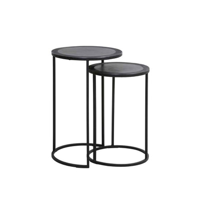 In Stock - Adele Black Tall Round Nested Metal Side Tables - Set of 2 Furniture 